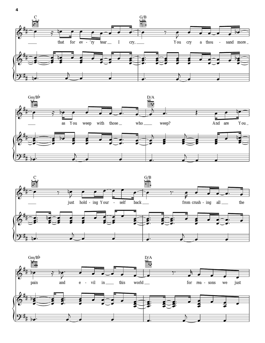 Questions Piano, Vocal, Guitar scores gallery preview page 4