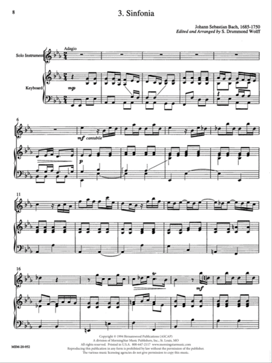 Sinfonia (from Cantata God's Time Is Best) Piano scores gallery preview page 1