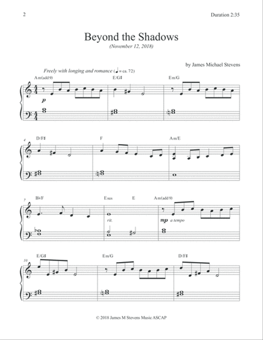 Beyond the Shadows - Romantic Piano Piano Solo scores gallery preview page 2