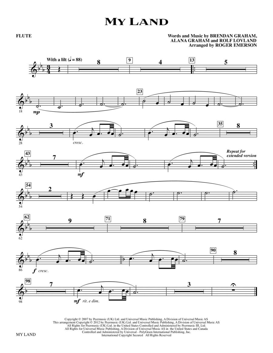 My Land (arr. Roger Emerson) - Flute Choir scores gallery preview page 1