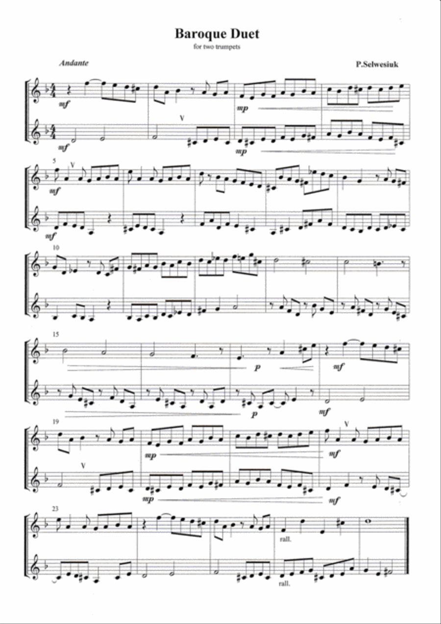 Baroque Duet Trumpet Duet scores gallery preview page 1