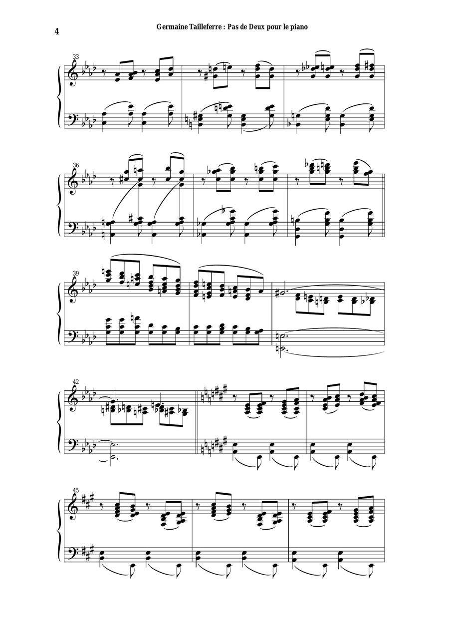 Germaine Tailleferre - Pas de Deux for piano Piano Solo scores gallery preview page 4