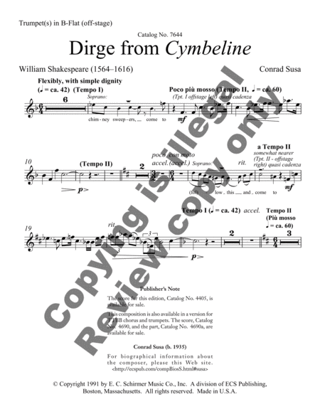 Three Charms from Shakespeare: Dirge (Cymbeline) (Trumpet Part)