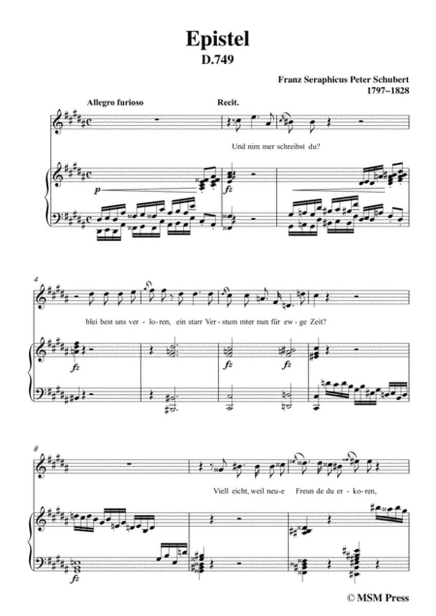 Schubert-Epistel(Herrn Joseph Spaun),in g sharp minor,for Voice&Piano image number null