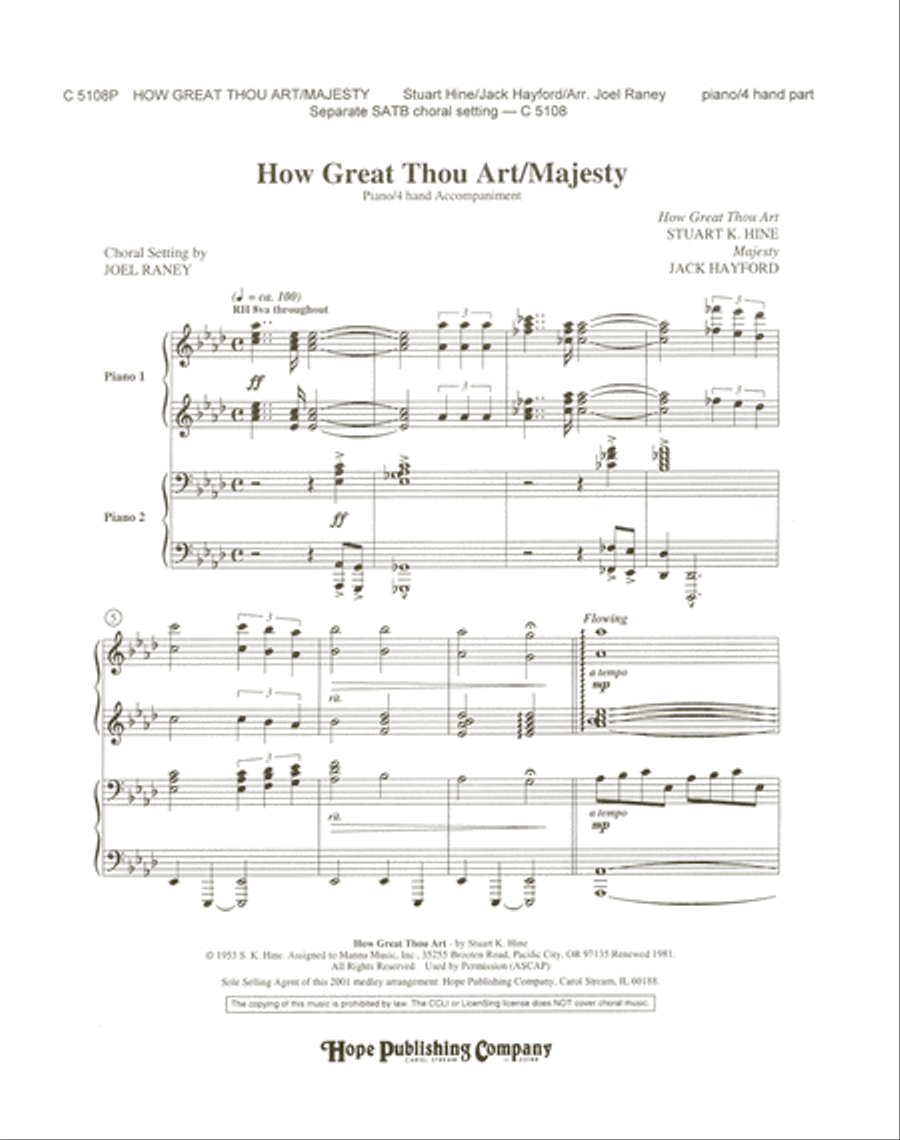 How Great Thou Art/Majesty- 4-Hand Piano Part