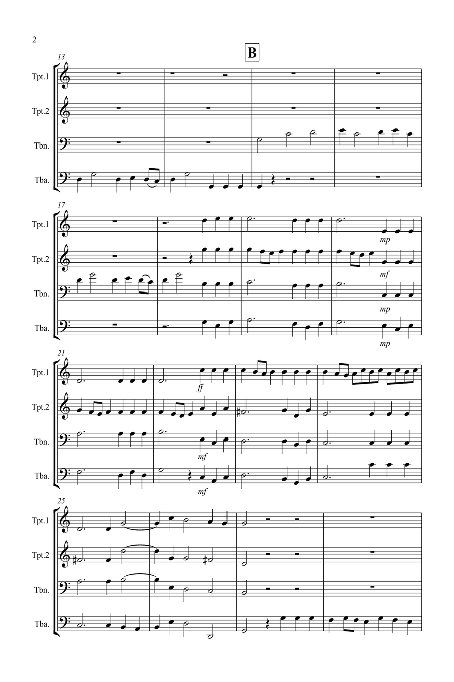Hornpipe from Handel's Water Music for Brass Quartet Brass Quartet scores gallery preview page 2