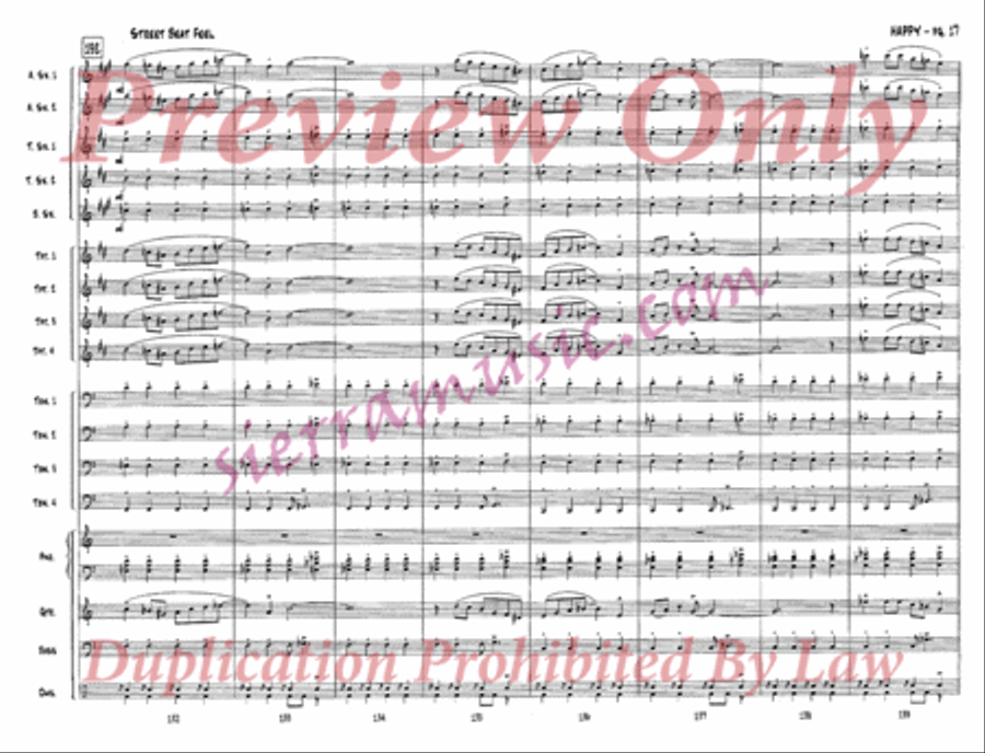 Happy (from One Foot in the Swamp) Jazz Ensemble scores gallery preview page 18
