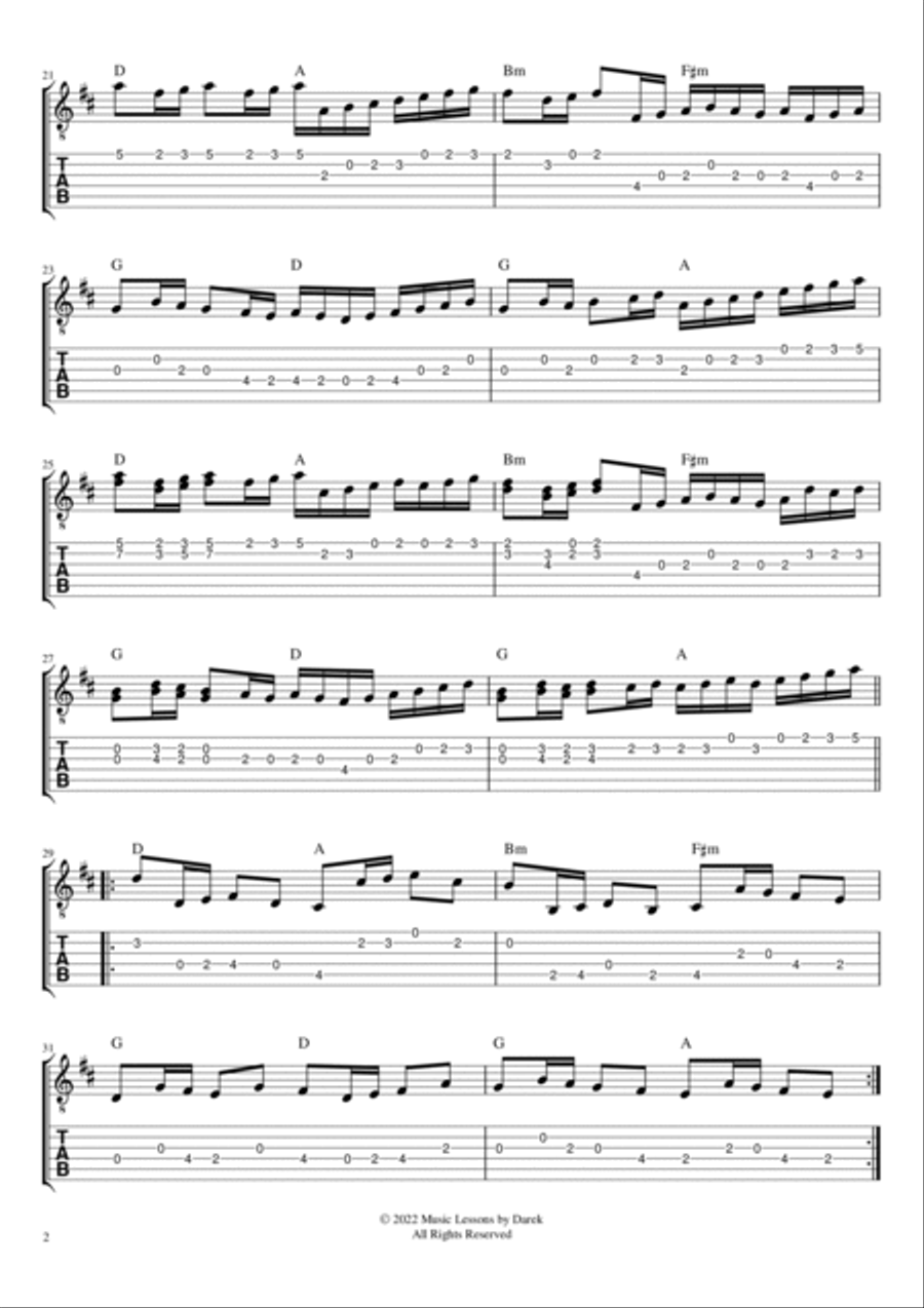 Canon in D (GUITAR TAB) [Johann Pachelbel] Acoustic Guitar scores gallery preview page 2