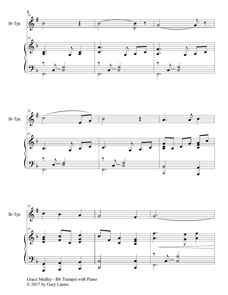 GRACE MEDLEY (for Bb Trumpet with Piano - Instrument Part included) B-Flat Trumpet scores gallery preview page 5