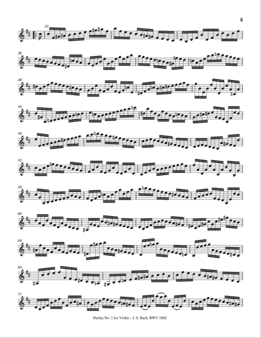 J.S.Bach - Violin Partita No.1 in B minor, BWV 1002 - For Solo Original Complete Violin Solo scores gallery preview page 5