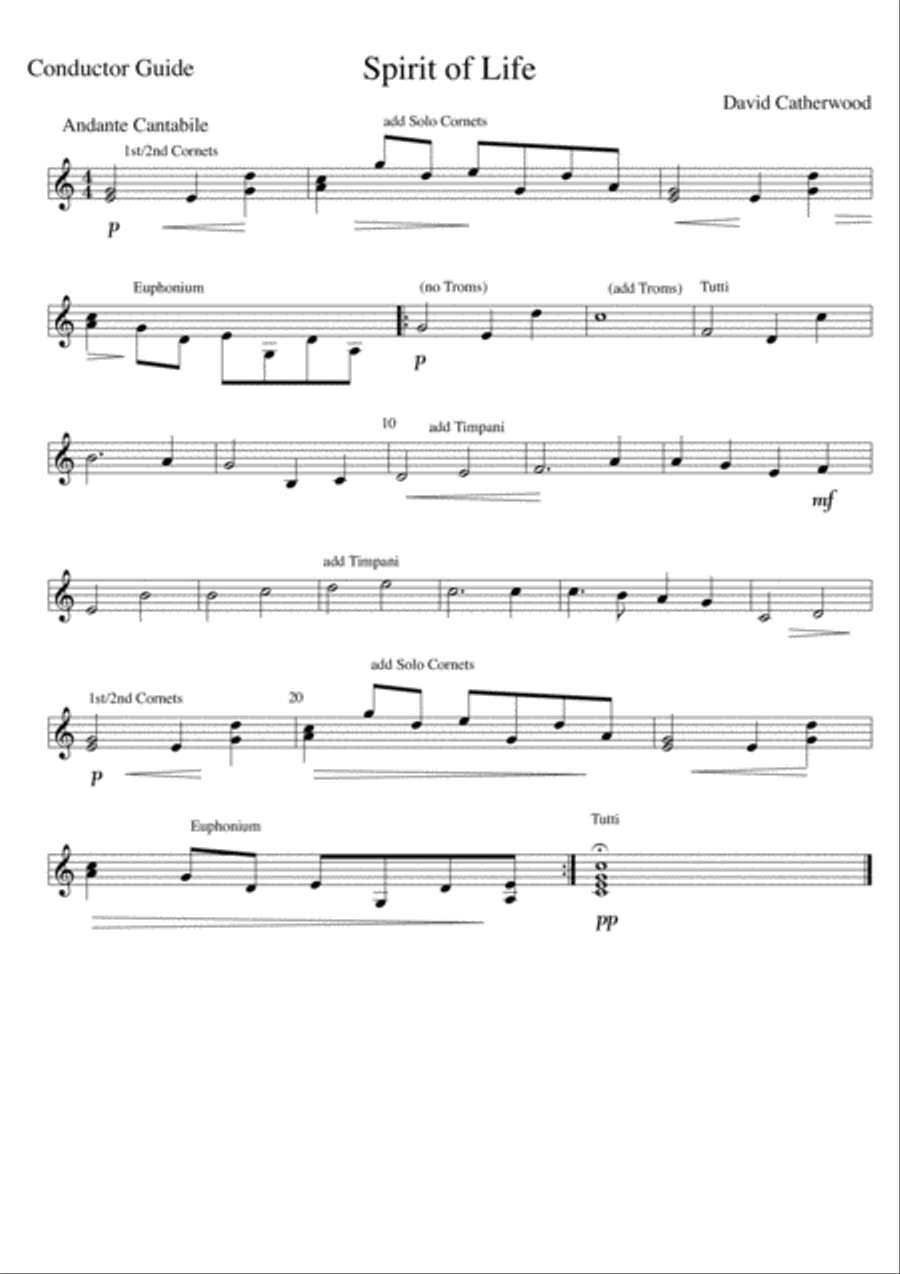 Spirit of Life - A Hymn Tune Prelude for Brass Band by David Catherwood