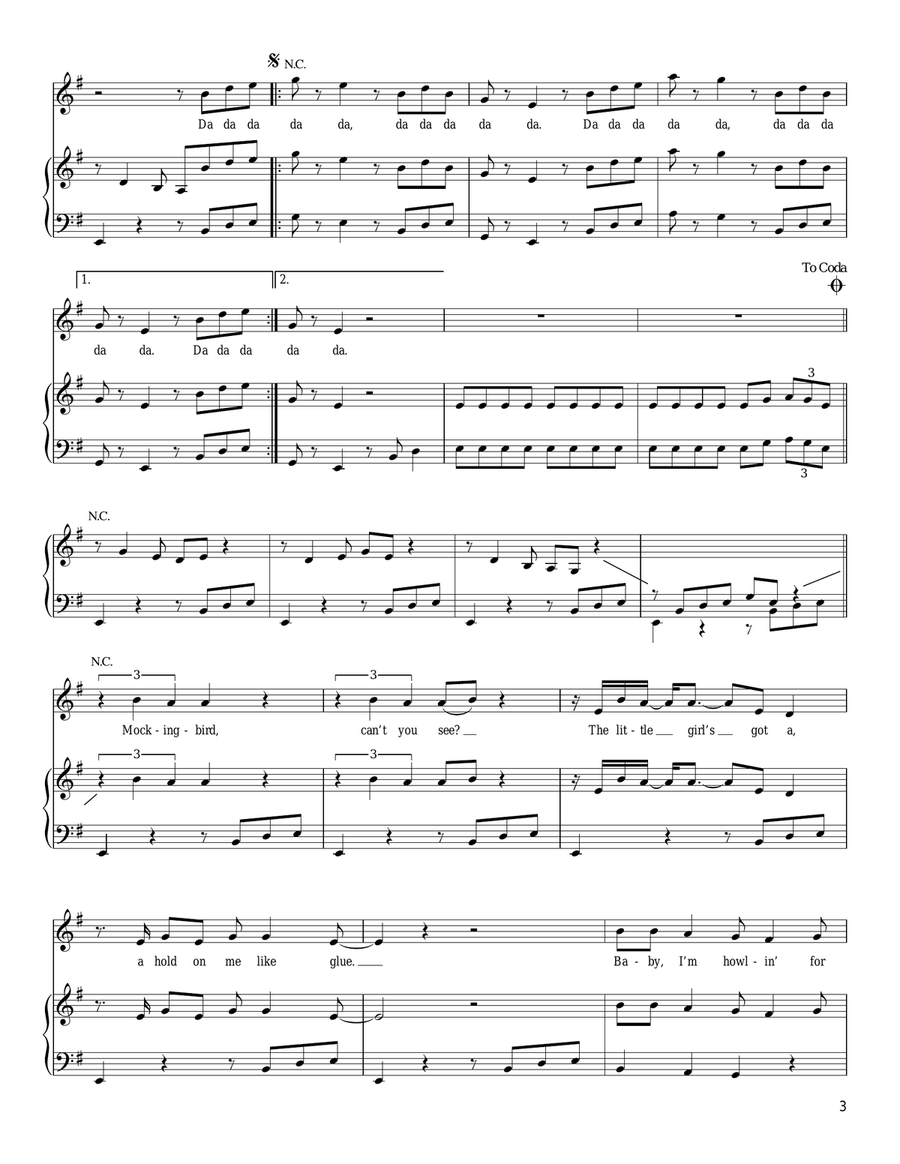 Howlin' For You Piano, Vocal, Guitar scores gallery preview page 3