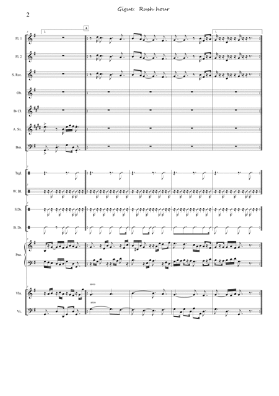 Suite, Sweet Cape Town - 4 Gigue Rush hour Concert Band scores gallery preview page 2