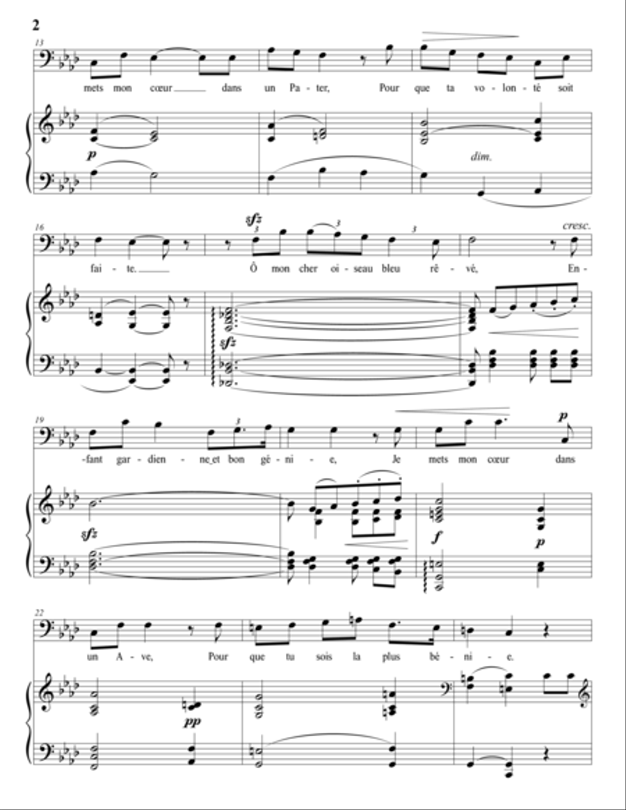 PALADILHE: Les trois Prières (transposed to A-flat major, bass clef) Voice scores gallery preview page 3