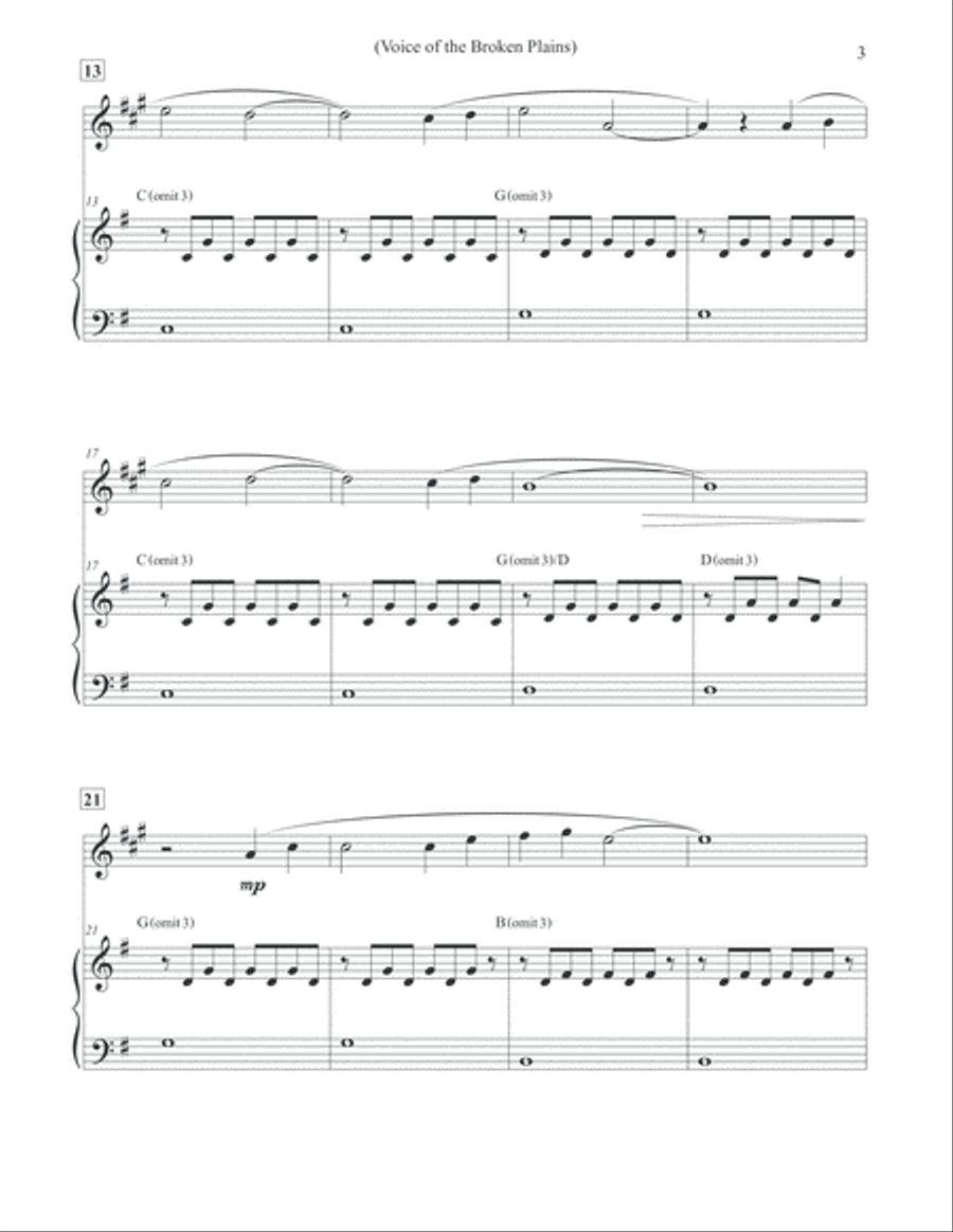 Voice of the Broken Plains - Clarinet & Piano Clarinet Solo scores gallery preview page 3