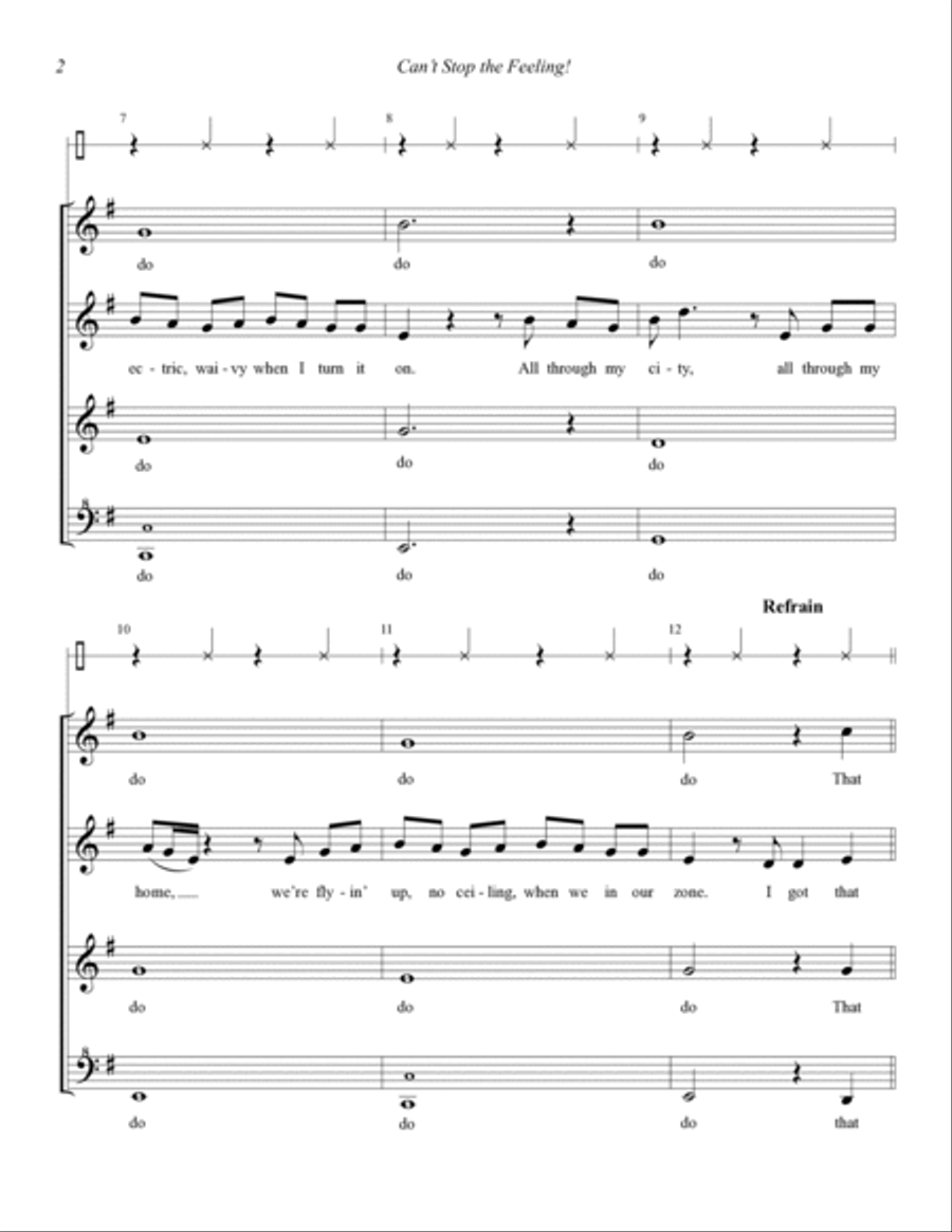 Can't Stop the Feeling! (arr. Aaron Dale) SSAA scores gallery preview page 2