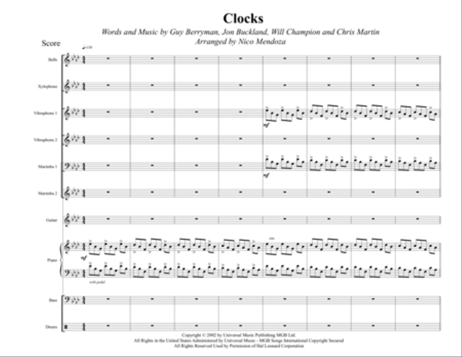 Clocks Percussion Ensemble scores gallery preview page 1