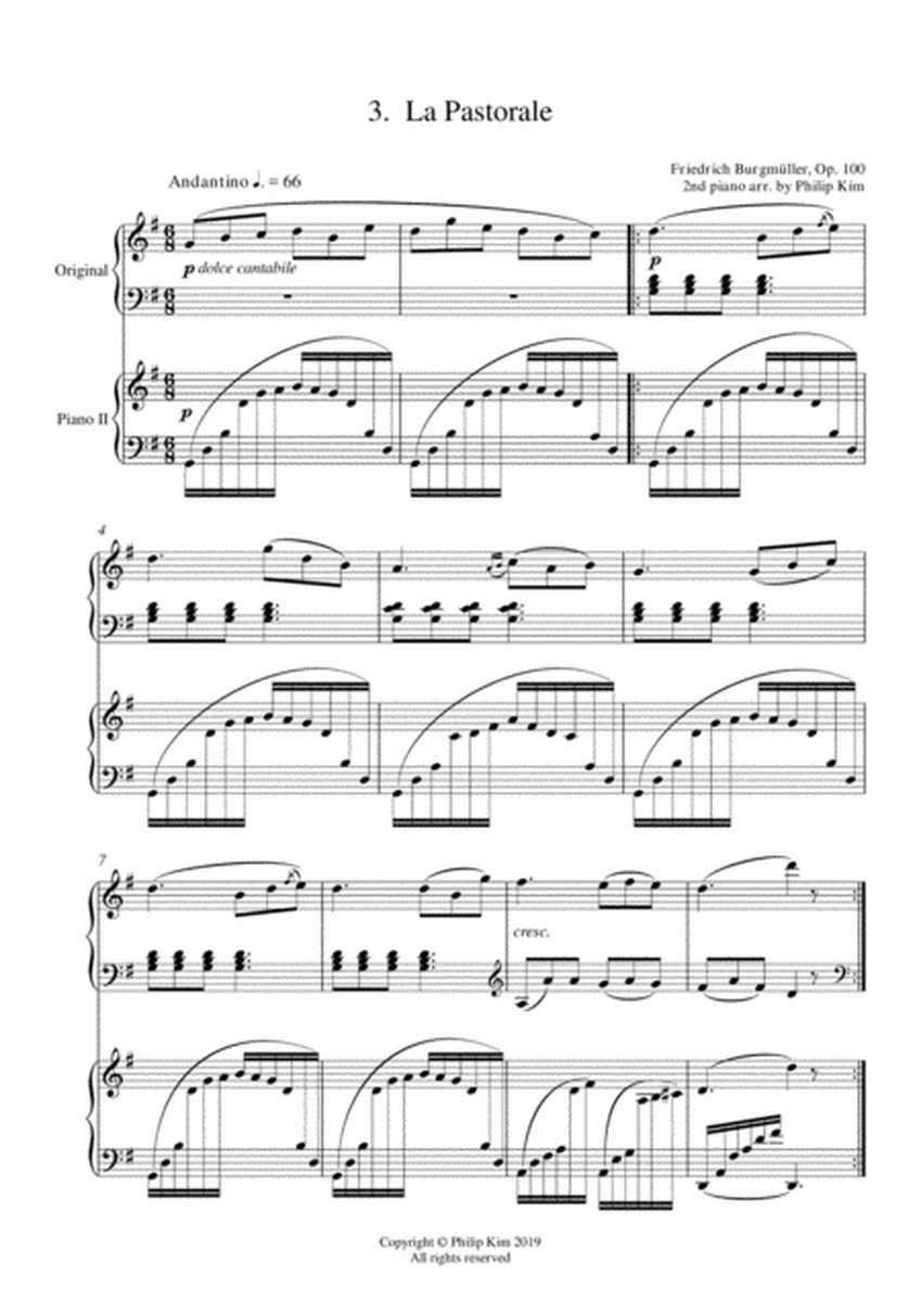 3. La Pastorale 25 Progressive Studies Opus 100 for 2 pianos Friedrich Burgmüller