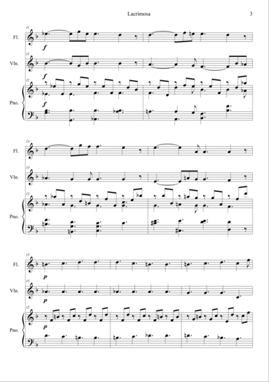 Mozart: Requiem K.626 6.Lacrimosa Violin scores gallery preview page 3