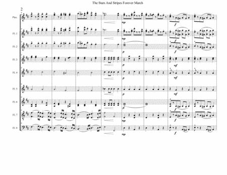 The Stars and Stripes Forever , the national march by Sousa, for flute choir / flute ensemble image number null