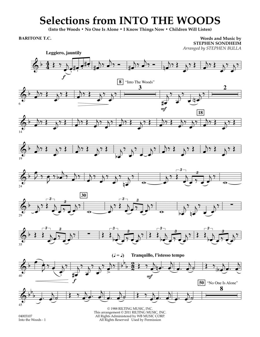 Selections from Into the Woods - Baritone T.C. Concert Band scores gallery preview page 1