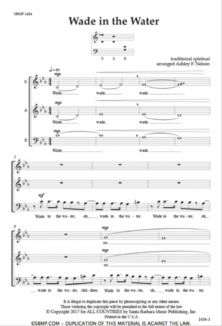 Wade in the Water - SAB Octavo 3-Part scores gallery preview page 2