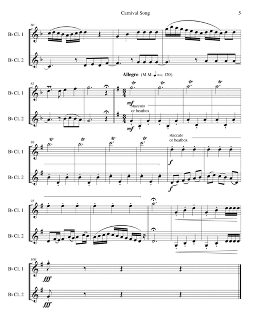 Carnival Song (We are going to the Carnival) for 2 clarinets image number null