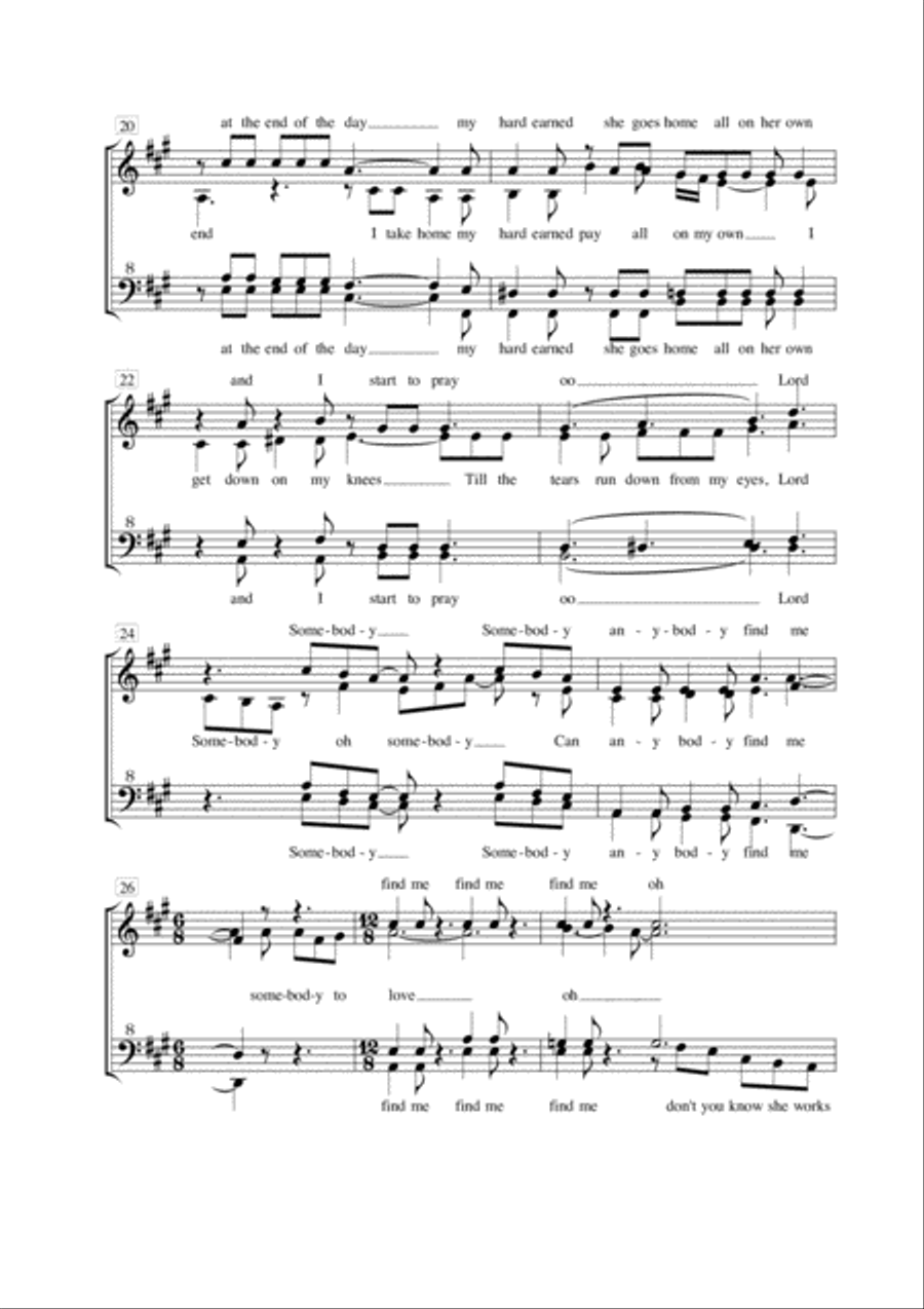 Somebody To Love SSAA scores gallery preview page 3