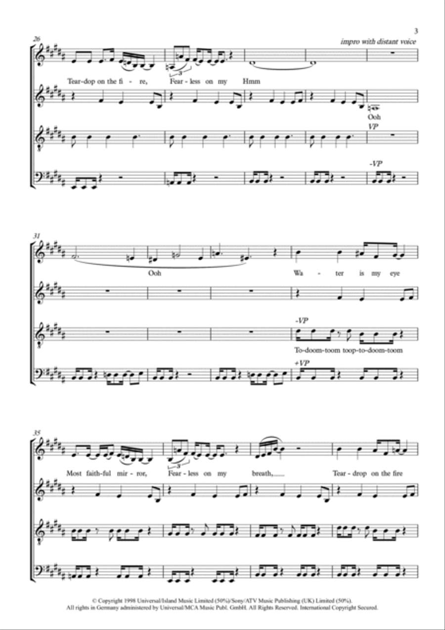 Teardrop (Theme From House) 4-Part scores gallery preview page 3