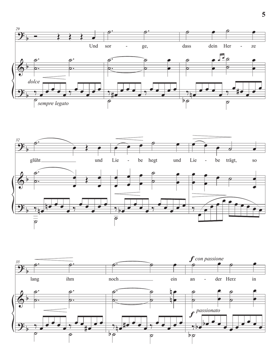 LISZT: O lieb so lang du lieben kannst, S. 298 (transposed to D major, bass clef) Piano, Vocal scores gallery preview page 6