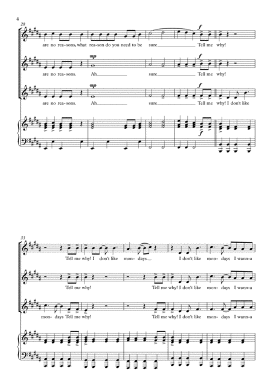 I Don't Like Mondays I Don't Like Mondays SSA scores gallery preview page 4