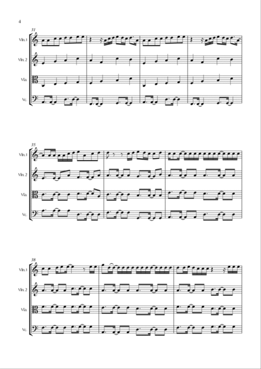 Shape Of You String Quartet scores gallery preview page 4