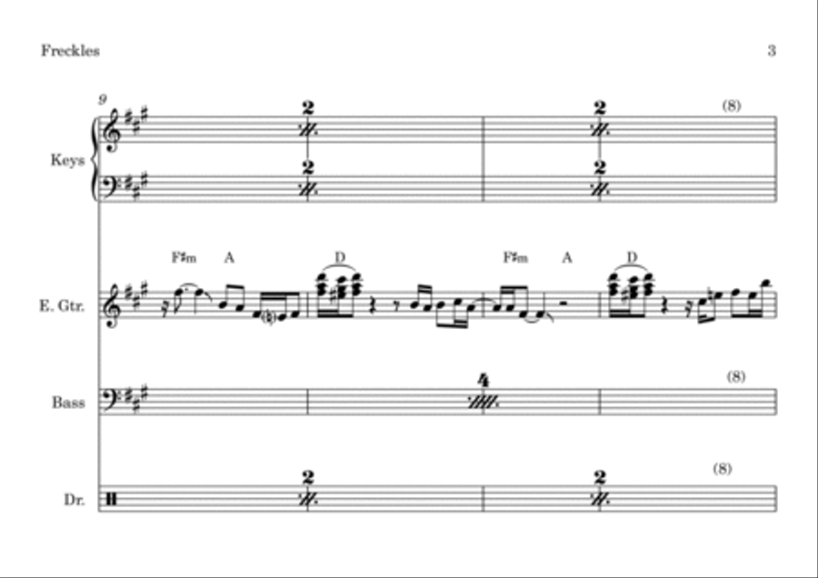 Freckles Bass Guitar scores gallery preview page 5