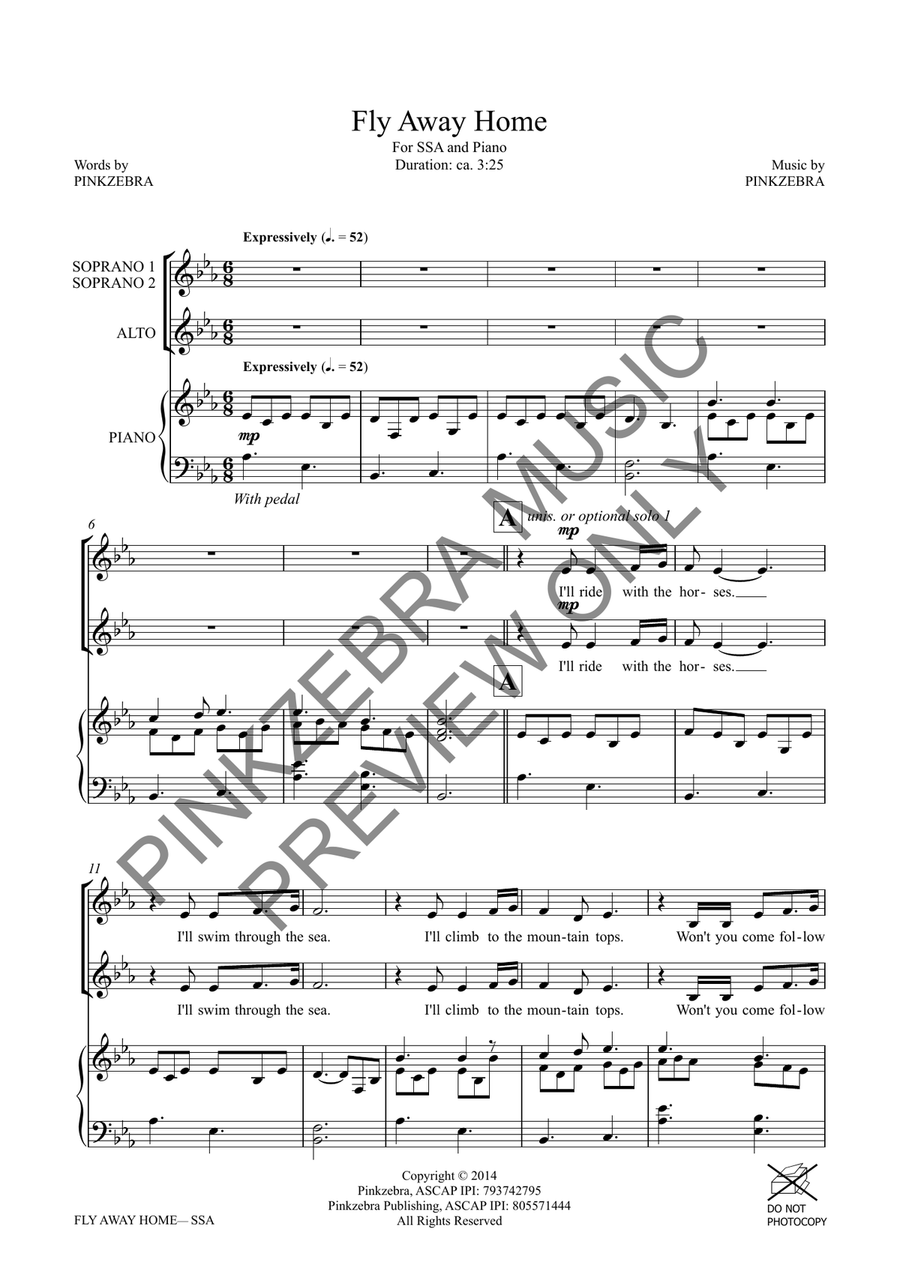 Fly Away Home (SSA) SSA scores gallery preview page 3