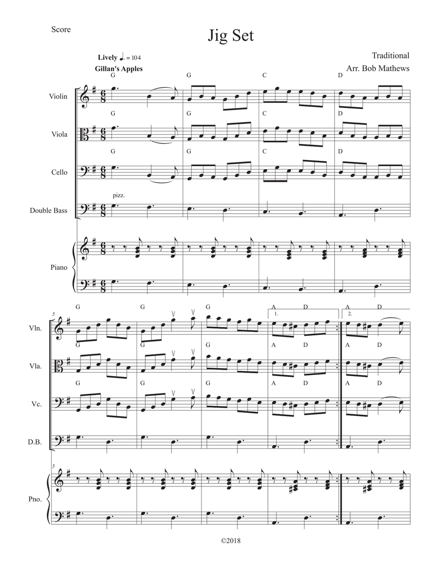 Jig Set (Three Irish Jigs) for Violin, Viola, or Cello solo with accompaniment String Orchestra scores gallery preview page 1