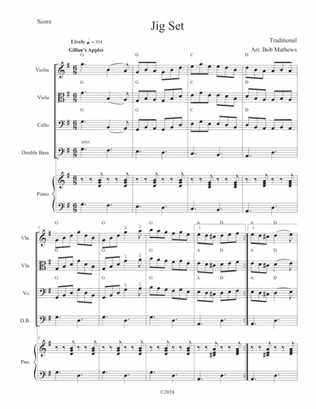 Jig Set (Three Irish Jigs) for Violin, Viola, or Cello solo with accompaniment
