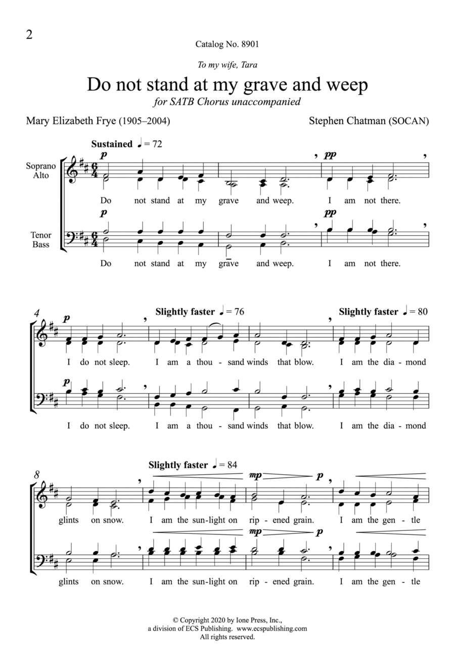 Do not stand at my grave and weep 4-Part scores gallery preview page 1