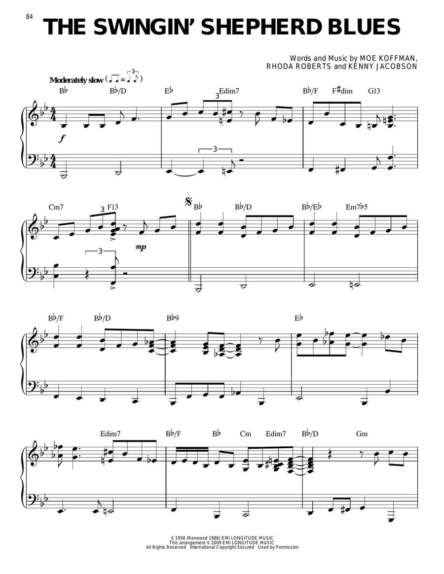 The Swingin' Shepherd Blues (arr. Brent Edstrom) Piano Solo scores gallery preview page 1