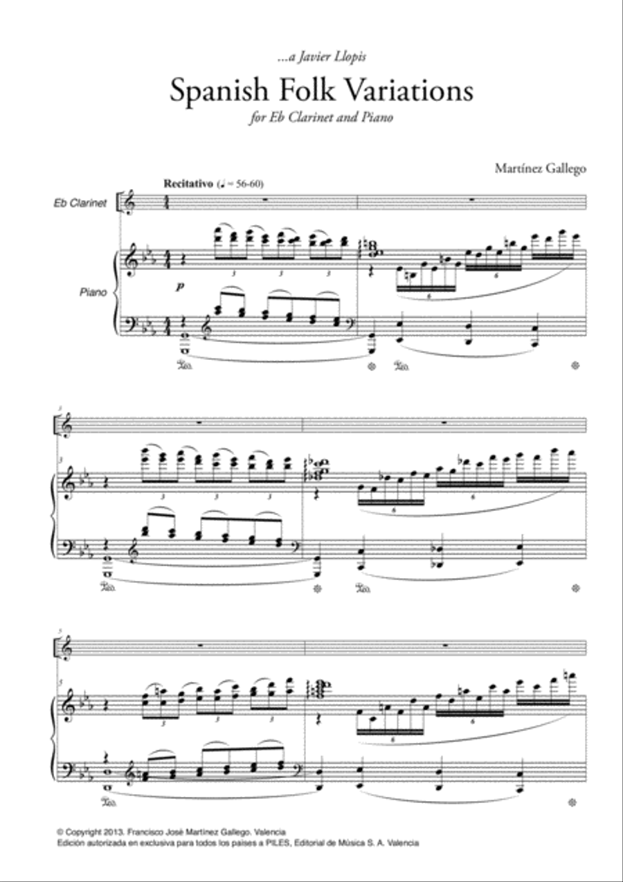 Spanish Folk Variations E-Flat Clarinet scores gallery preview page 2