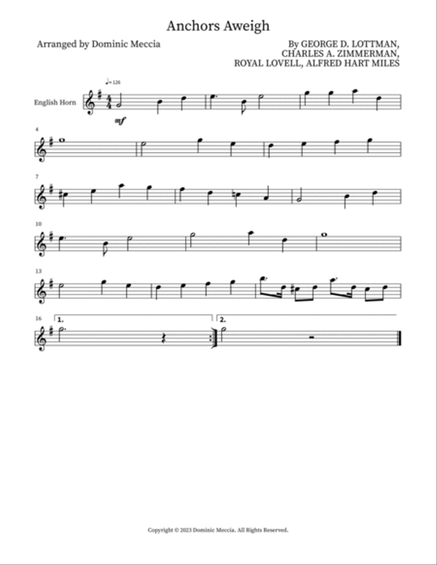 Anchors Aweigh English Horn scores gallery preview page 3