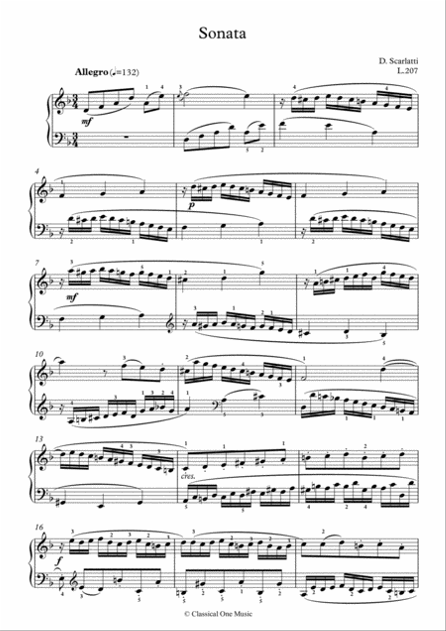 Scarlatti-Sonata in d-minor L.207 K.191(piano) Piano Solo scores gallery preview page 2