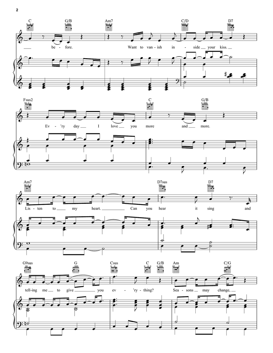 Come What May (from Moulin Rouge) Piano, Vocal, Guitar scores gallery preview page 2