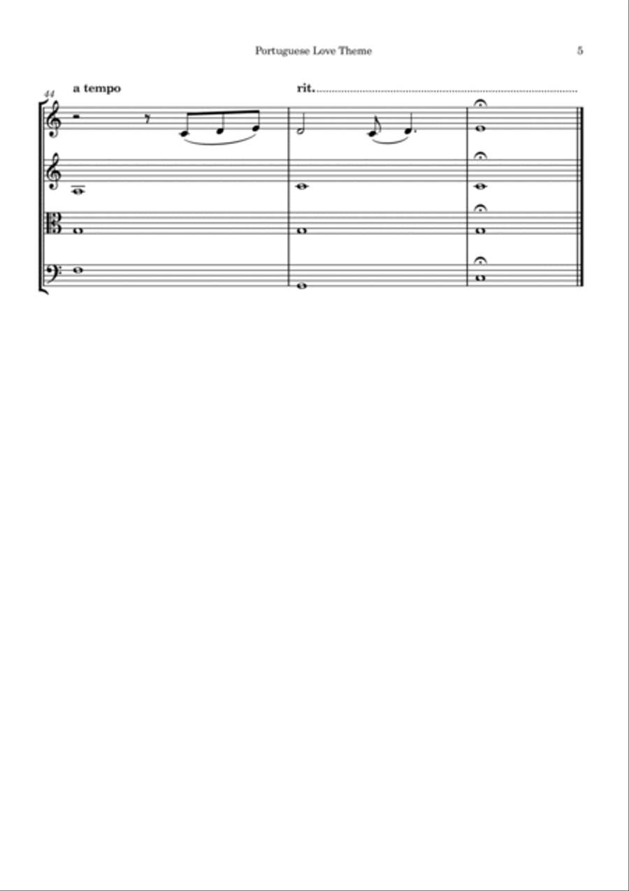 Portuguese Love Theme String Quartet scores gallery preview page 5