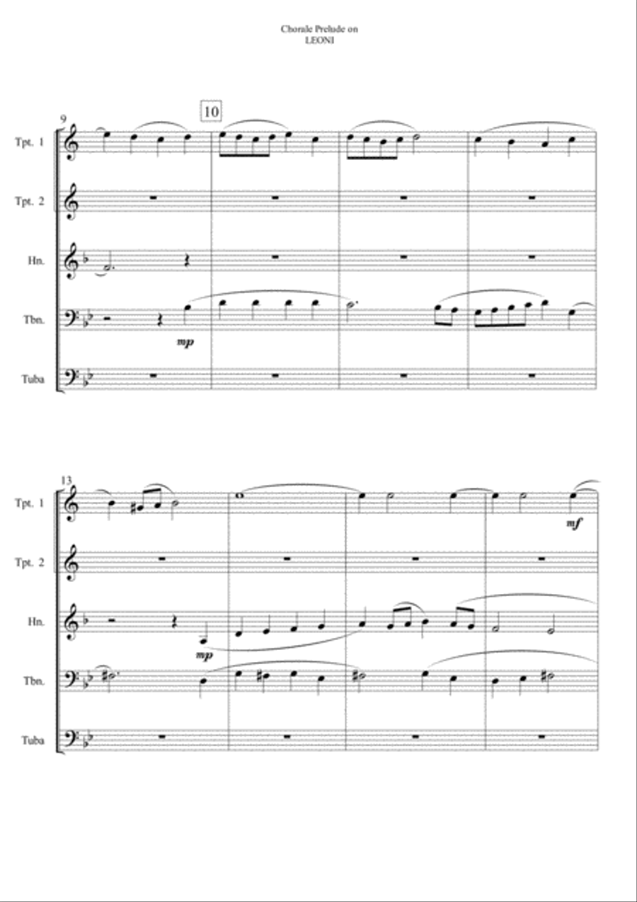 Chorale Prelude on Leoni - Brass Quintet Brass Quintet scores gallery preview page 3