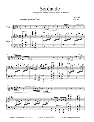 Book cover for Fauré: Sérénade Op. 98 for Viola & Piano