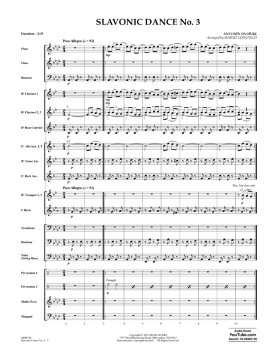 Slavonic Dance No. 3 - Full Score Concert Band scores gallery preview page 3