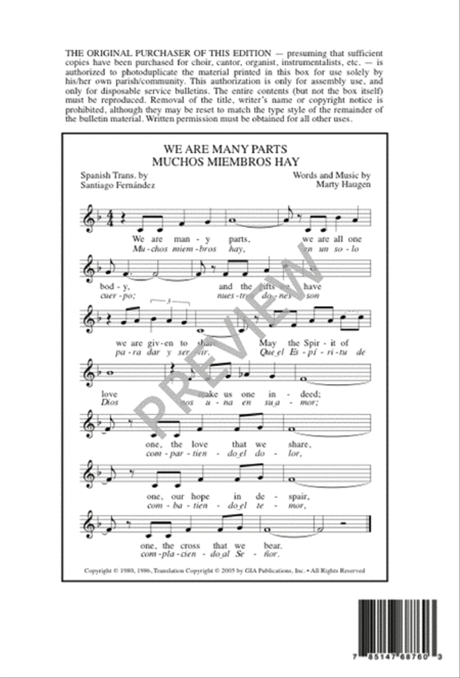 We Are Many Parts / Muchos Miembros Hay by Marty Haugen