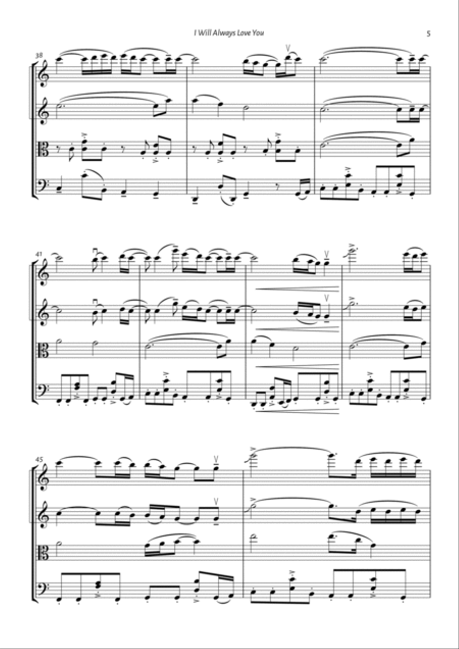 I Will Always Love You String Quartet scores gallery preview page 5