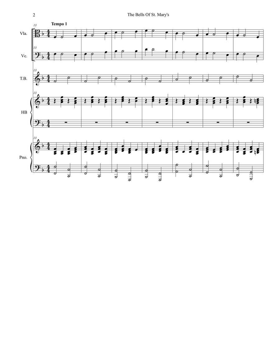 The Bells of St. Mary's (for String Quartet and Piano) String Quartet scores gallery preview page 3