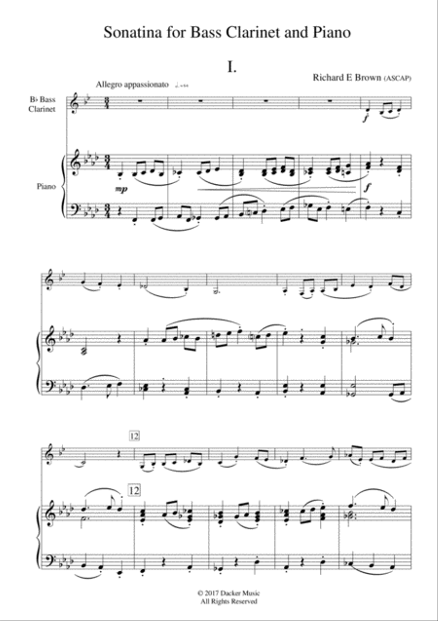Sonatina for Bass Clarinet and Piano Bass Clarinet scores gallery preview page 3